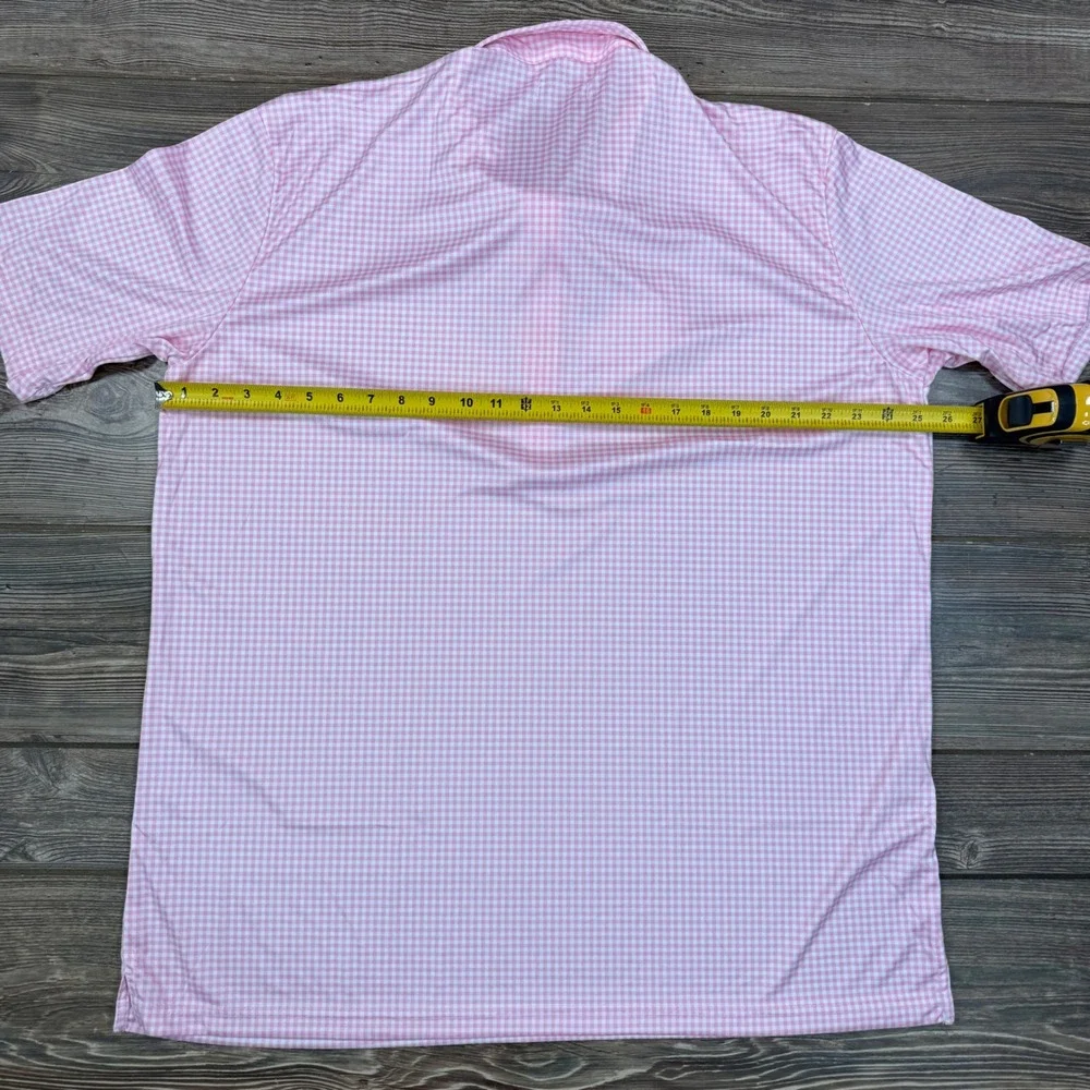 Collars & Co Men Size 2XL Polo Pink Gingham Dress Collar Relaxed Fit Stretch NWT
